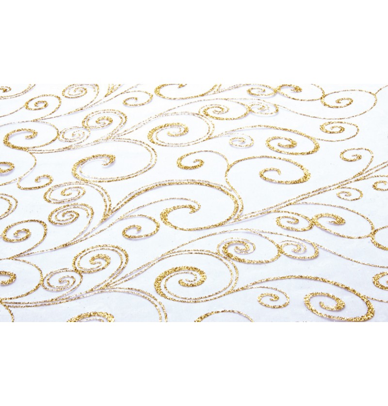 Organza Bordløber Hvid/Guld