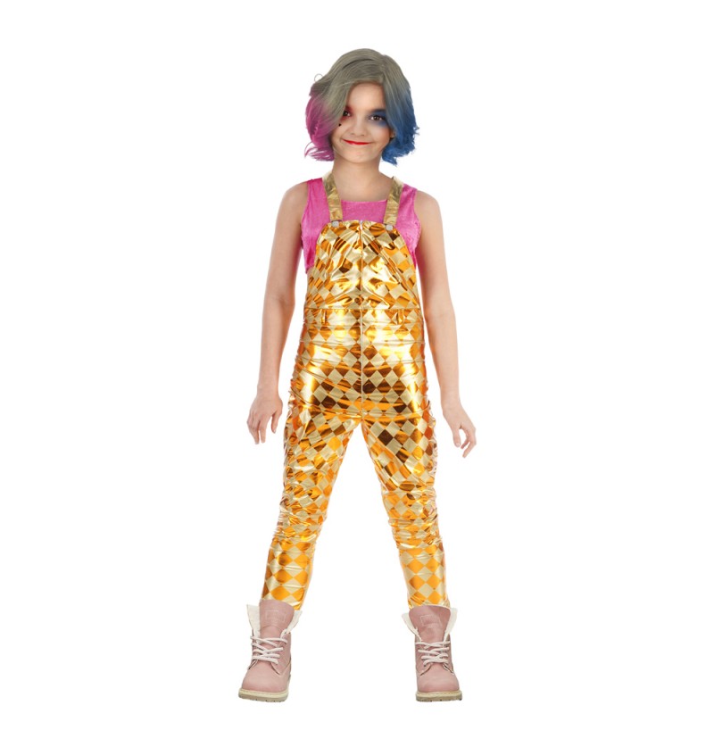 Harley Quinn Børnekostume Guld - Superhelte kostume til børn i størrelserne 128-152 | Harley Quinn udklædning til børn - Temashop