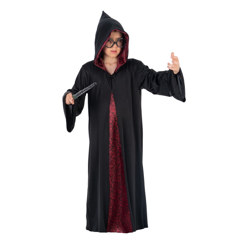 Troldmands Kåbe Børnekostume Bordeaux - Fantasy / Eventyr kostume til børn i størrelserne 128-152 | Troldmand udklædning til børn - Temashop