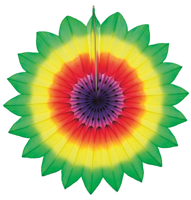Blomst Rosette Multifarvet - 1 stk (67 x 67 cm) | Psykedelisk Vifter / Rosetter - Temashop