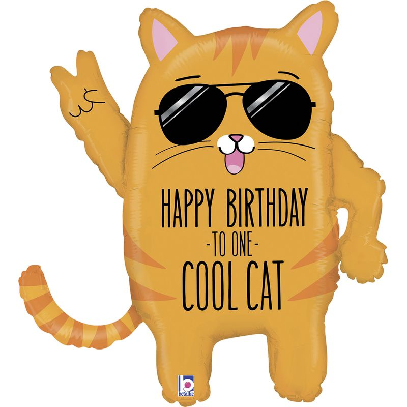 Cool Cat Happy Birthday Folieballon