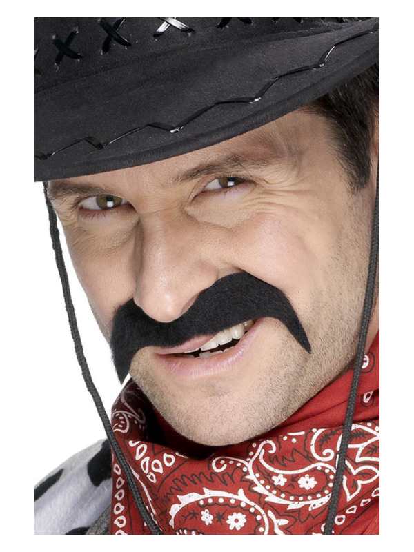 Cowboy Overskæg Sort | Det vilde vesten Skæg - Hovedtilbehør - Temashop