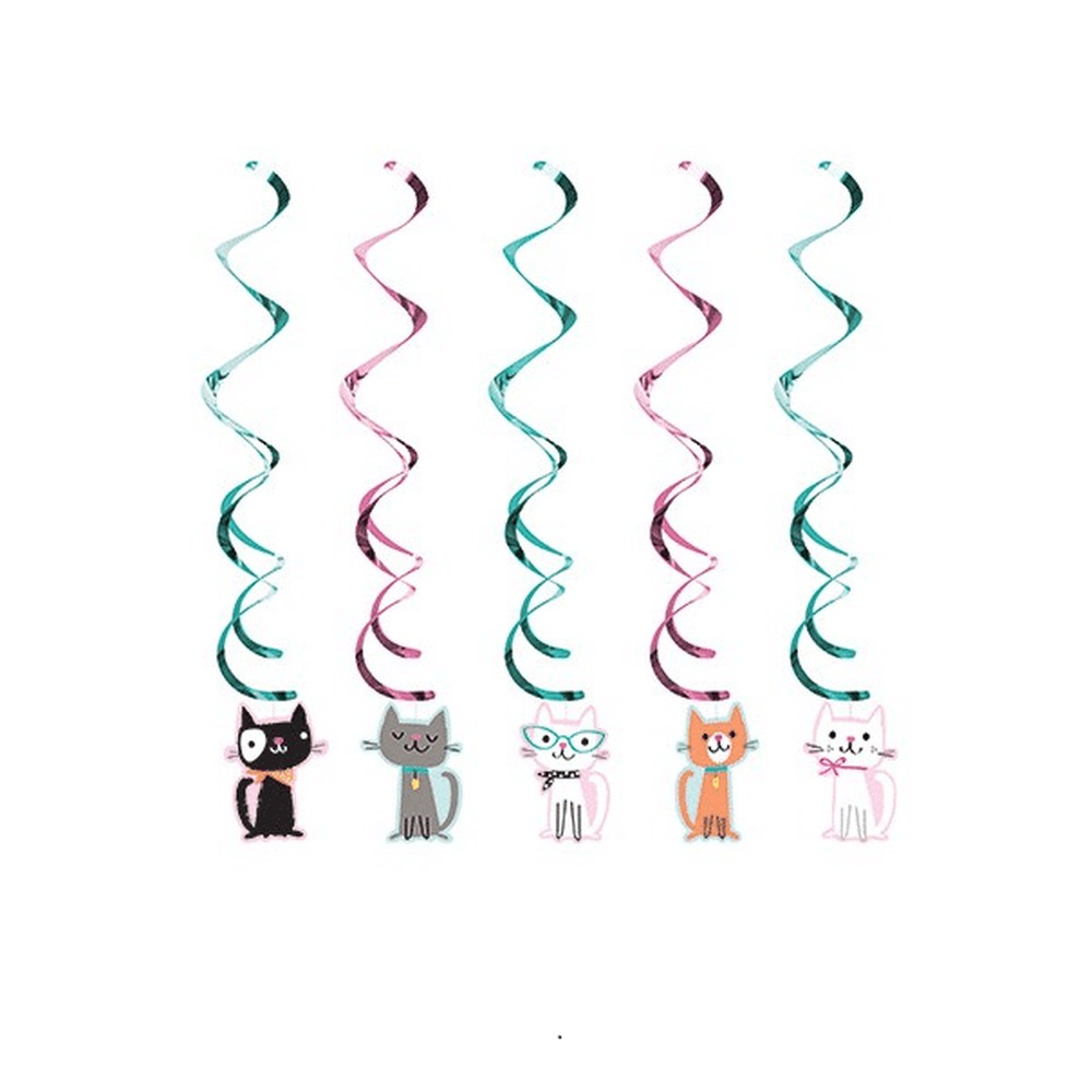 Katte Swirls Loftsdekoration - 5 stk (99 cm) | Kat Spiraler/string - Temashop