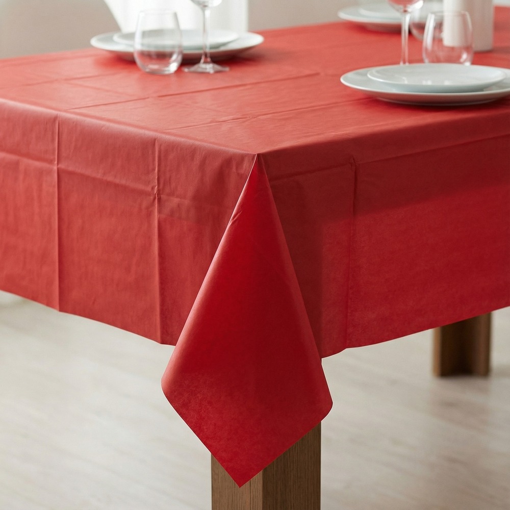 Papirsdug Rød - 1 stk (137 x 274 cm) | Rødt tema Duge - Temashop