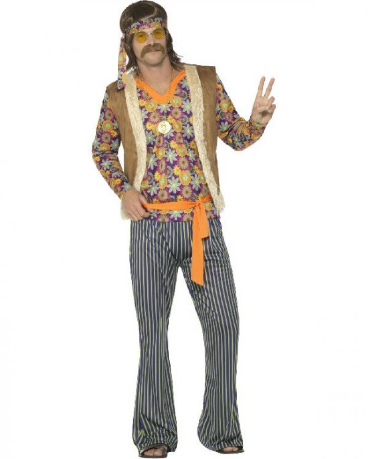 høste Rosefarve jeg lytter til musik Køb 60'er Funky Hippie Kostume til kun 399 kr | Temashop.dk