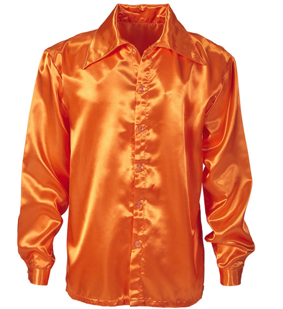 Køb Orange Satin 70'er Disko Skjorte til kun 199 kr |