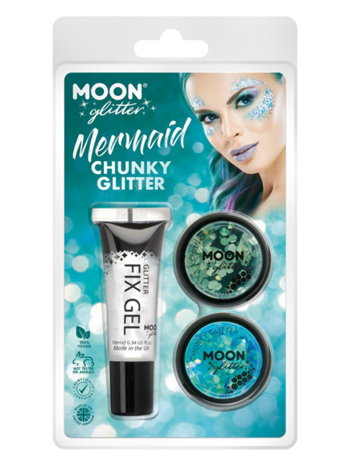 Moon Glitter Themed Clamshells Blue G32543 Costume Make Up Moon Glitter Themed Clamshells Blue G32543 Costume Make Up