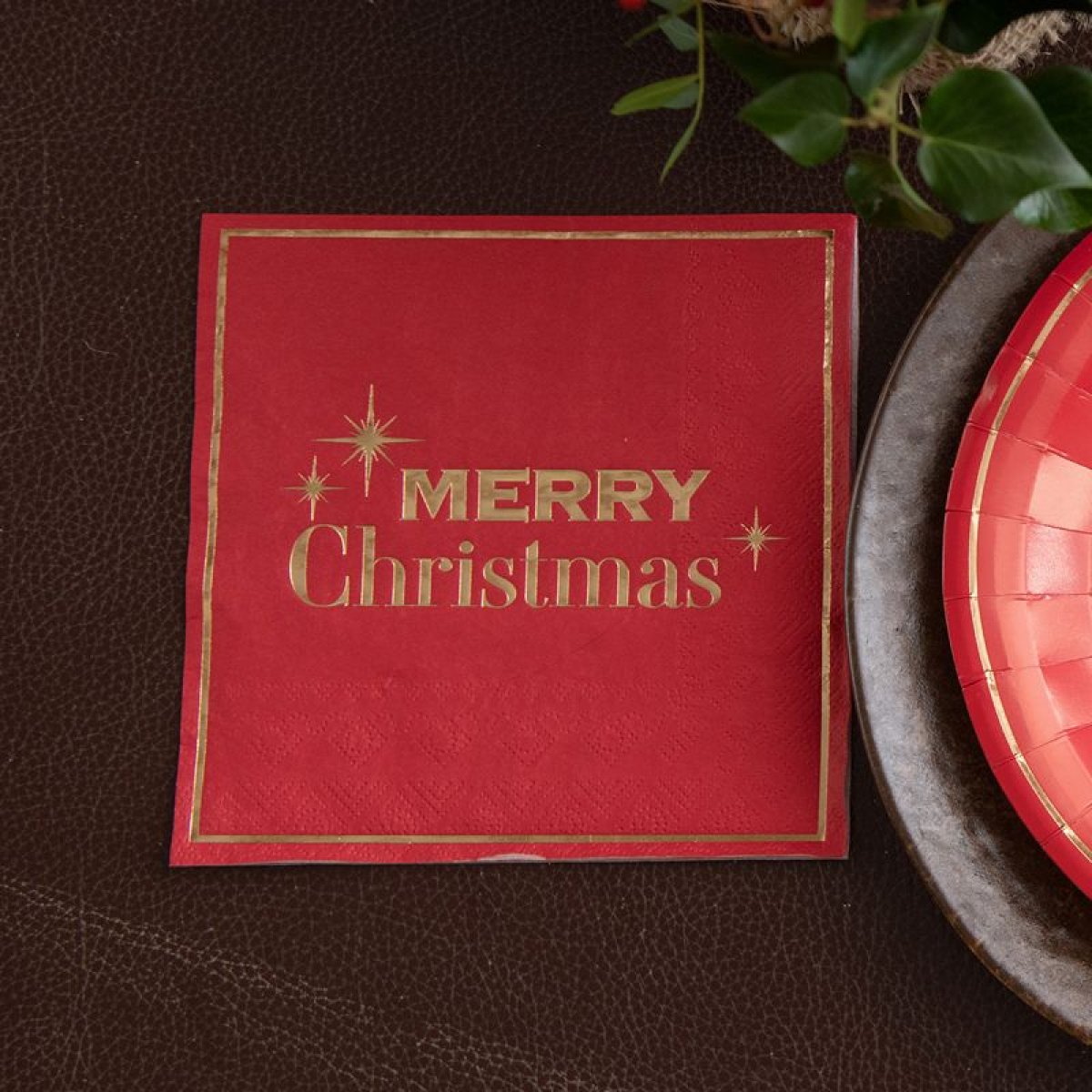 Ambiente Kerst thema servetten 33 x 33 cm - zwart - Merry Christmas