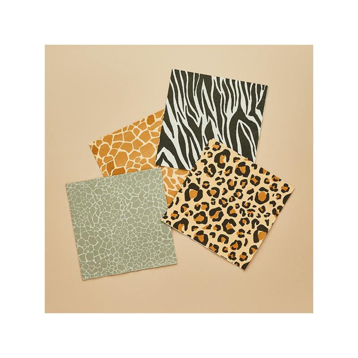 Safari-Servietten (16 Stück) – Mit Tiermotiven, Neon-Druck & Goldfolien-Details Für Mottopartys