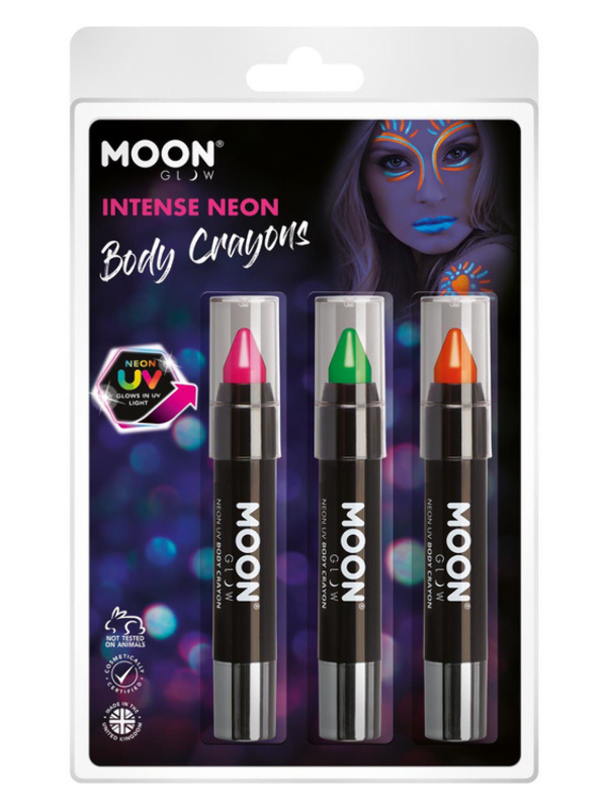 Moon Glow Intense Neon UV Body Crayons M34660 Costume Make Up Moon Glow Intense Neon UV Body Crayons M34660 Costume Make Up