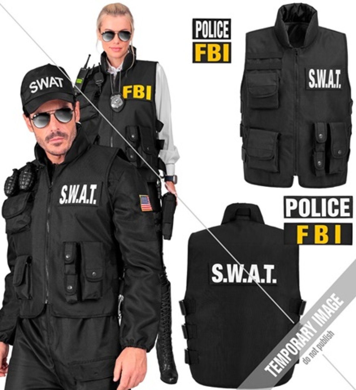 Swat Sort SWAT Taktisk Vest Sort til 299 kr. på Temashop.dk