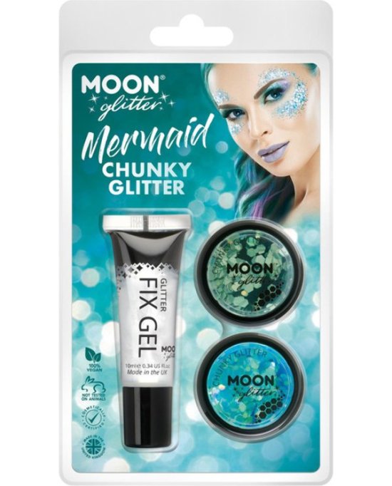 Moon Glitter Themed Clamshells Blue G32543 Costume Make Up Moon Glitter Themed Clamshells Blue G32543 Costume Make Up