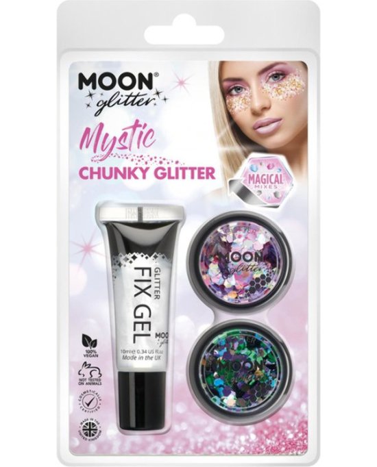 Moon Glitter Unicorn Chunky Glitter Gel Set 3 Colours 12ml Costume Make Up