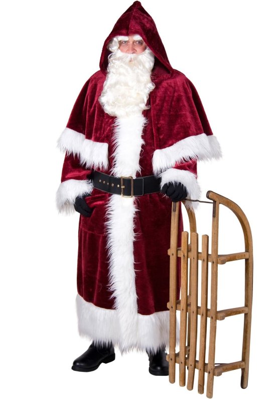 Deluxe Vinrød Julemandsfrakke Kostume