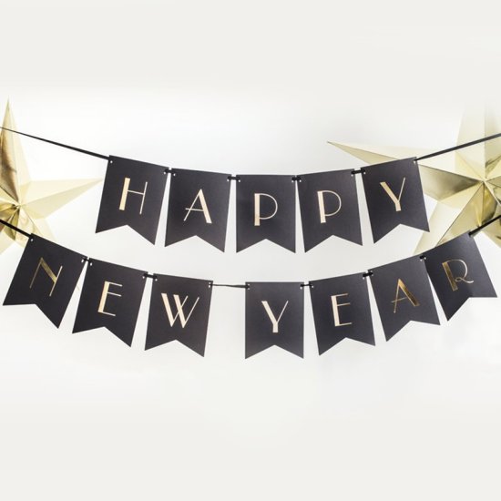 Happy New Year Stjärna Guld Ballong 46cm