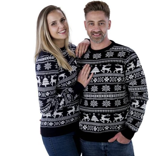 Julesweater Sort Hvid