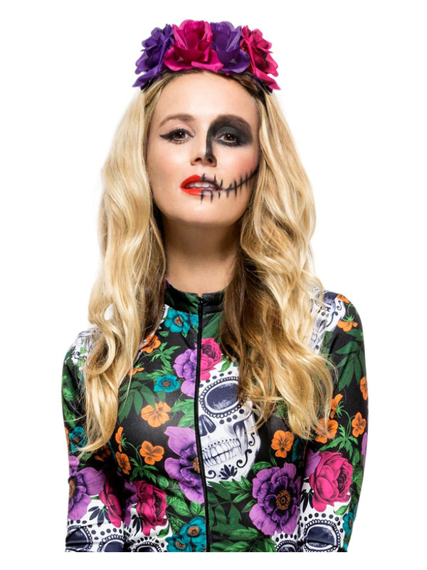 Day of the Dead Hårbånd Roser | Day of the Dead Hårbøjle / Pandebånd / Hårbånd - Hovedtilbehør - Temashop