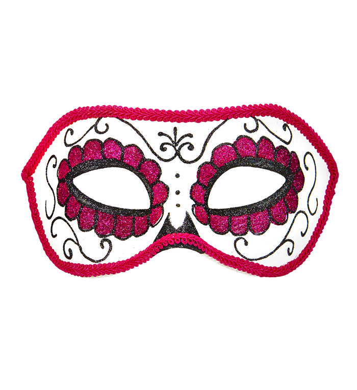 Day Of The Dead Maske Sort/Pink | Day of the Dead Maske - Hovedtilbehør - Temashop