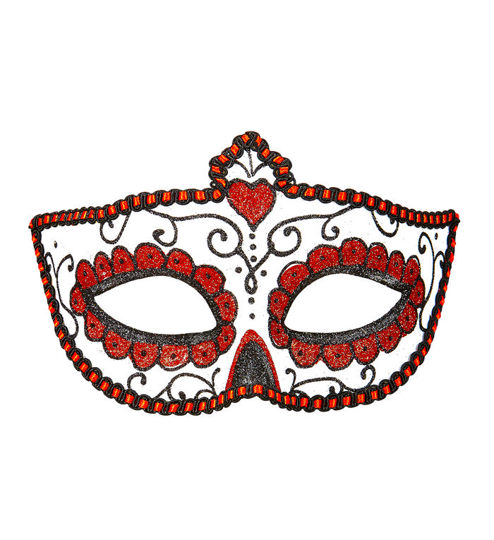 Day Of The Dead øjenmaske, sort/rød | Day of the Dead Maske - Hovedtilbehør - Temashop