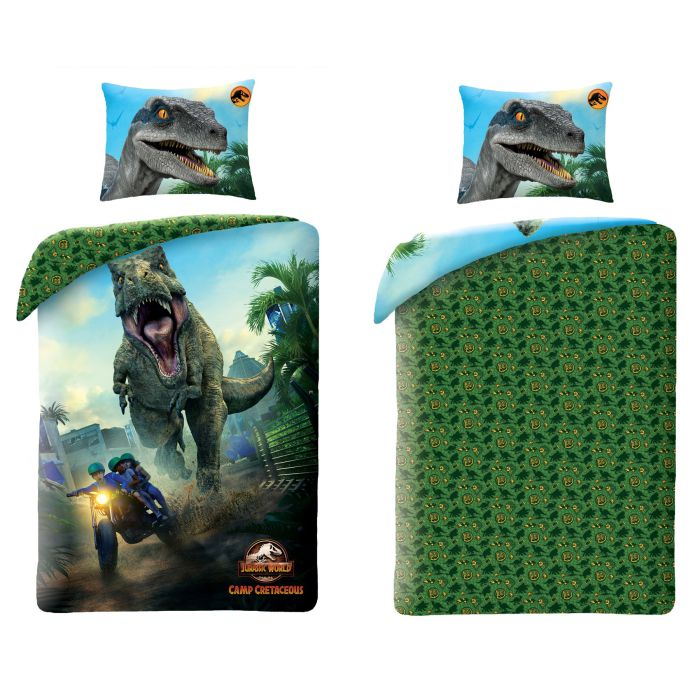 Jurassic World T-Rex Sengetøj (140 x 200 & 60 x 70 cm) | Dinosaurus Sengetøj - Temashop