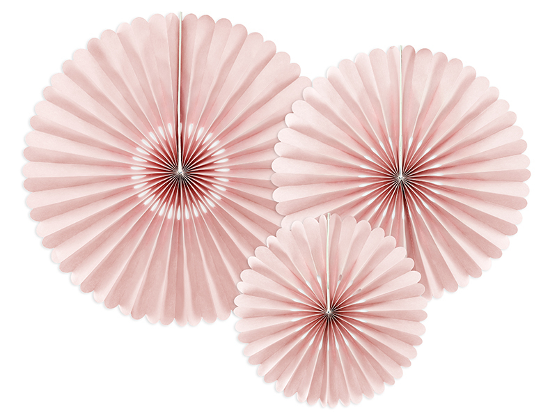 Dekorative Vifter Lys Rosa - 3 stk (26 - 43 cm) | Pink tema Vifter / Rosetter - Temashop