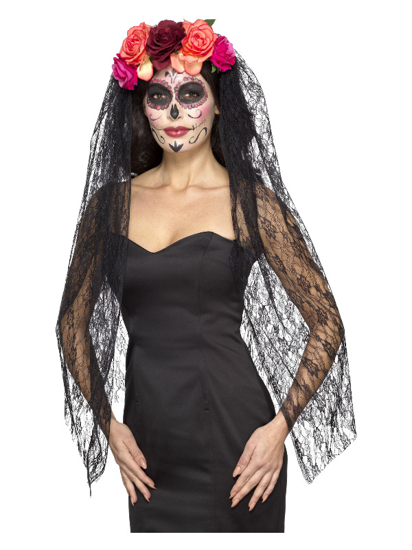 Deluxe Day of the Dead Hårpynt | Day of the Dead Hårbøjle / Pandebånd / Hårbånd - Hovedtilbehør - Temashop