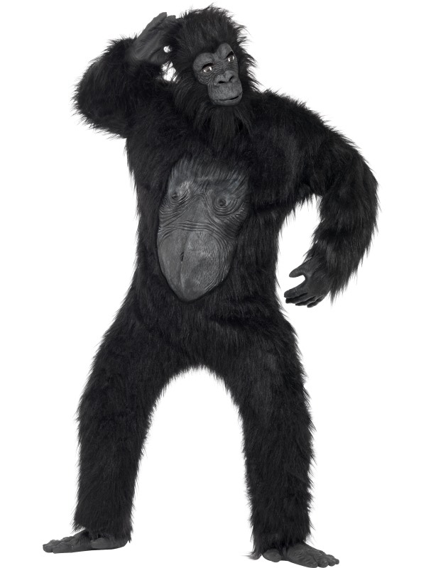 Deluxe Gorillakostume - Dyr kostume til voksne i størrelserne S-L | Abe kostume til mænd - Temashop