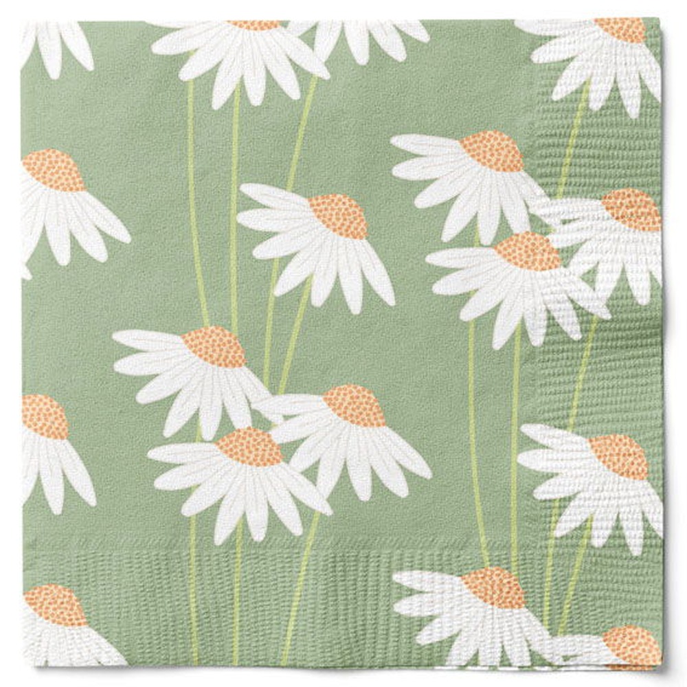 Blomster Servietter Grøn - 20 stk (33 x 33 cm) | Blomst Servietter - Temashop