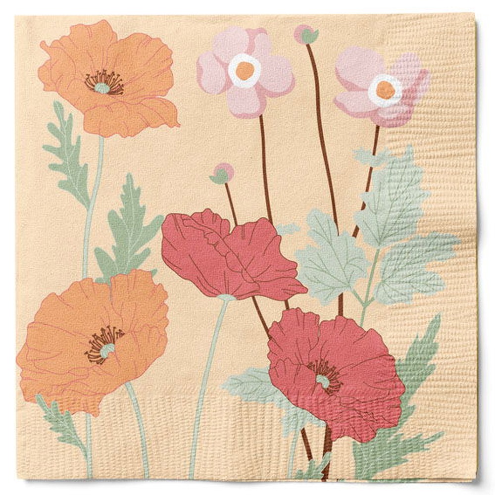 Blomster Servietter Lyserød - 20 stk (33 x 33 cm) | Blomst Servietter - Temashop