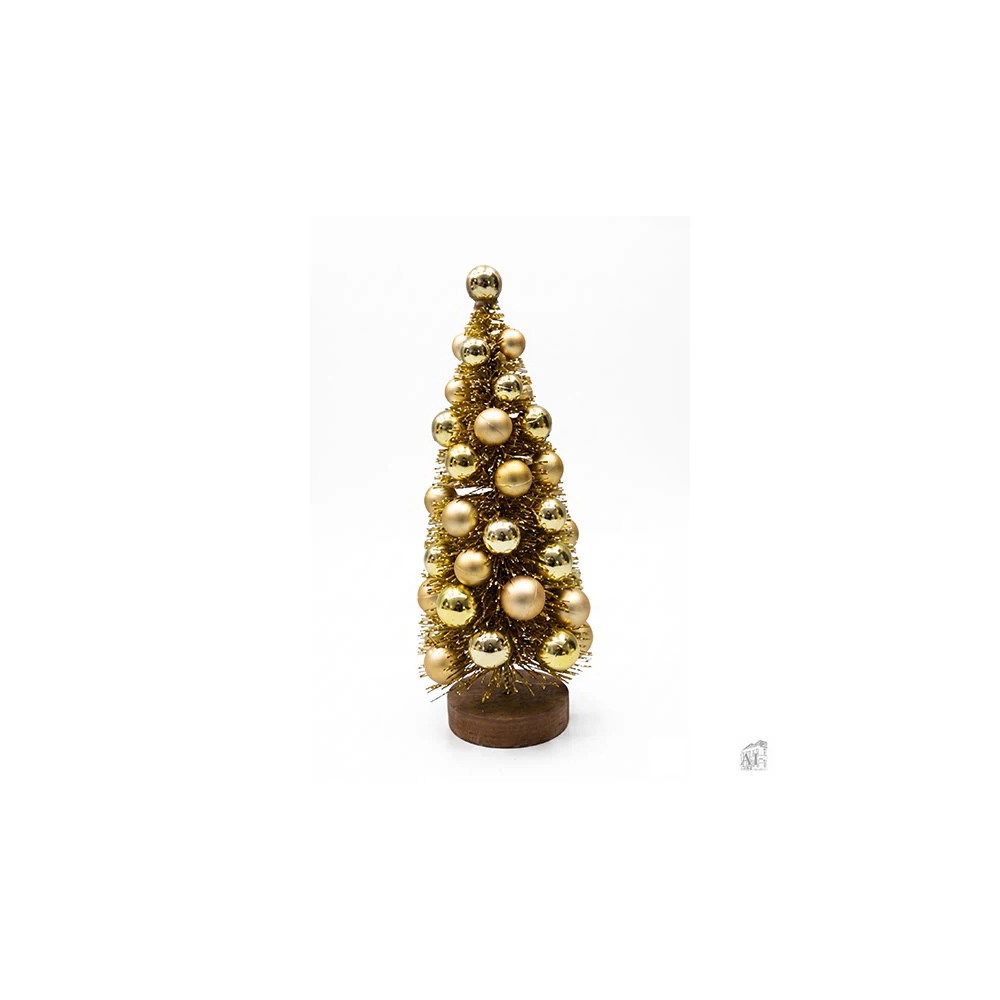 Dekorationstræ Guld - 1 stk (13 cm) | Juletræ Julepynt - Temashop