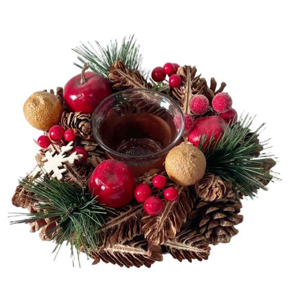 Julekrans Lysestage Rød