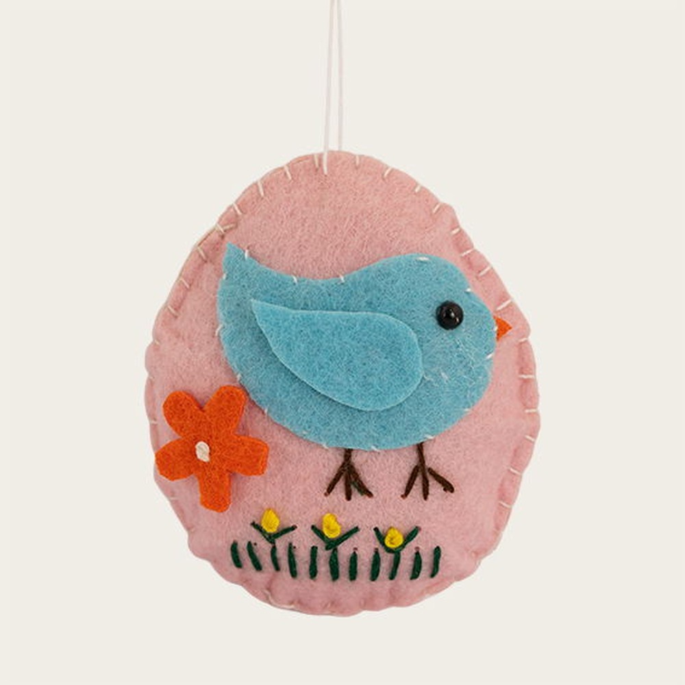 Påskeæg Med Fugl Pink - 1 stk (7 cm) | Fugl Påskepynt - Temashop