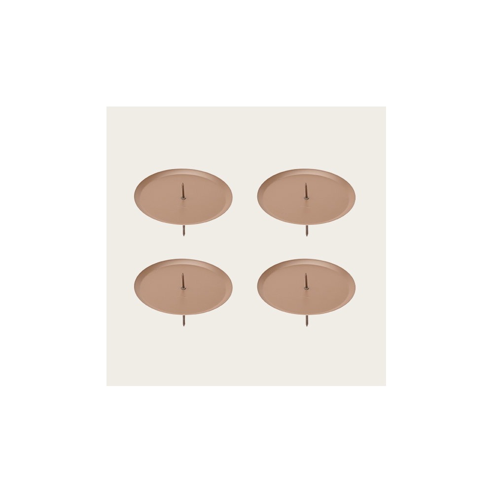 Lysestager Brun - 4 stk (7 x Ø 8 cm) | Jul Lysestager - Temashop