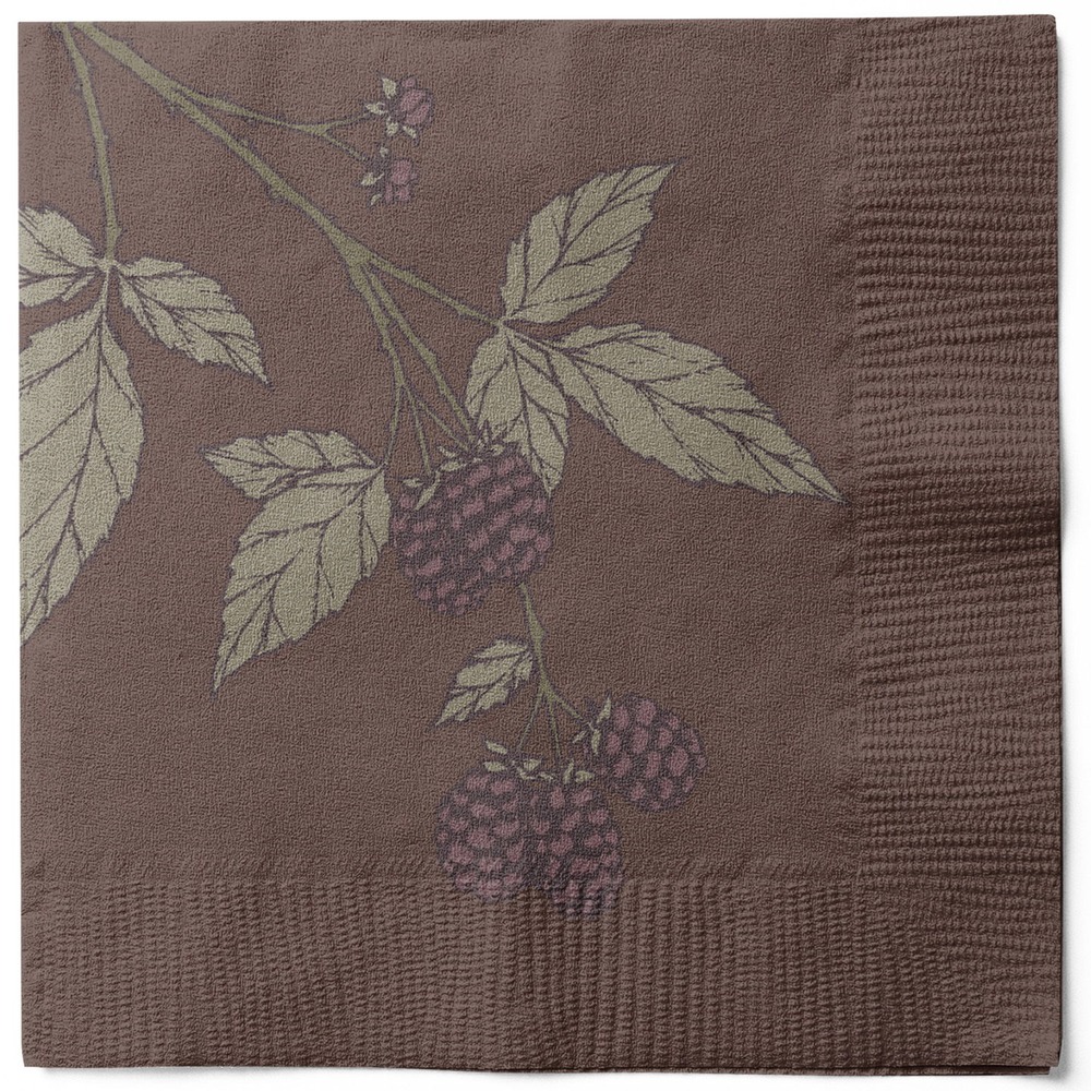 Brombær Servietter Brun - 20 stk (33 x 33 cm) | Frugt Servietter - Temashop