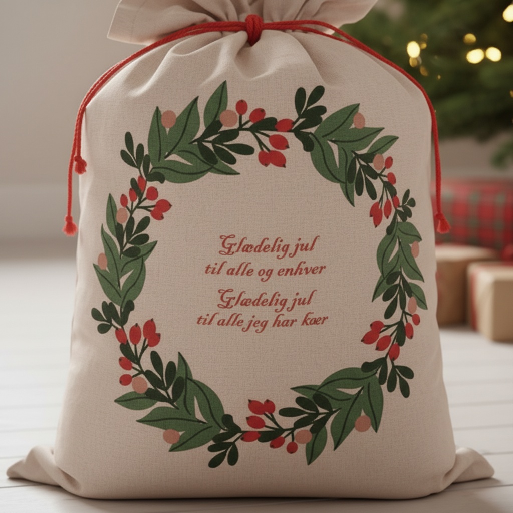 Bomulds Julesæk - 1 stk (90 x 60 x 2 cm) | Jul Sæk - Temashop
