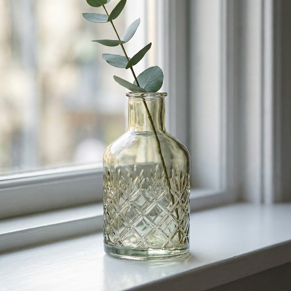 Glasvase Grøn - 1 stk (12 x 6,5 cm) - Temashop