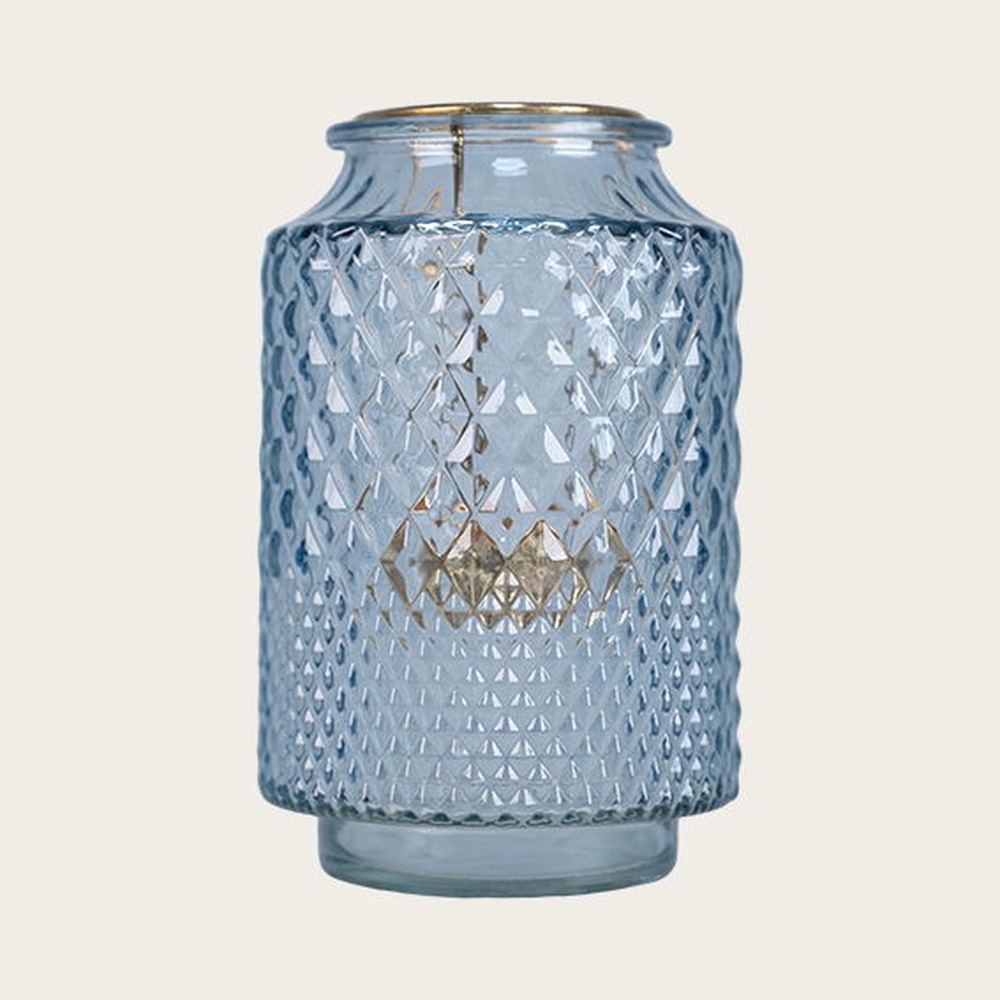 Fyrfadsstage Glas Lyseblå - 1 stk (14,5 x Ø 9,5 cm) | Lyseblåt Tema Lysestager - Temashop