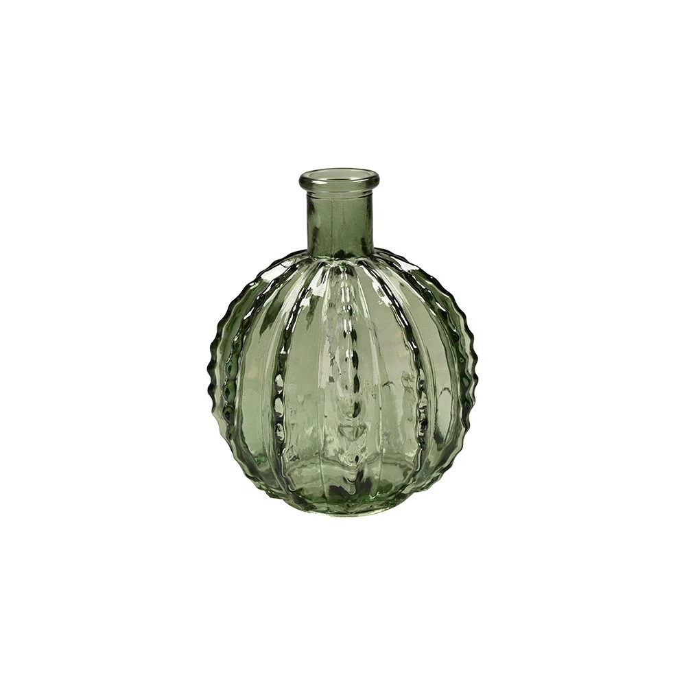 Facetteret Glasvase Grøn - 1 stk (16 cm) | Grønt tema Vase - Temashop