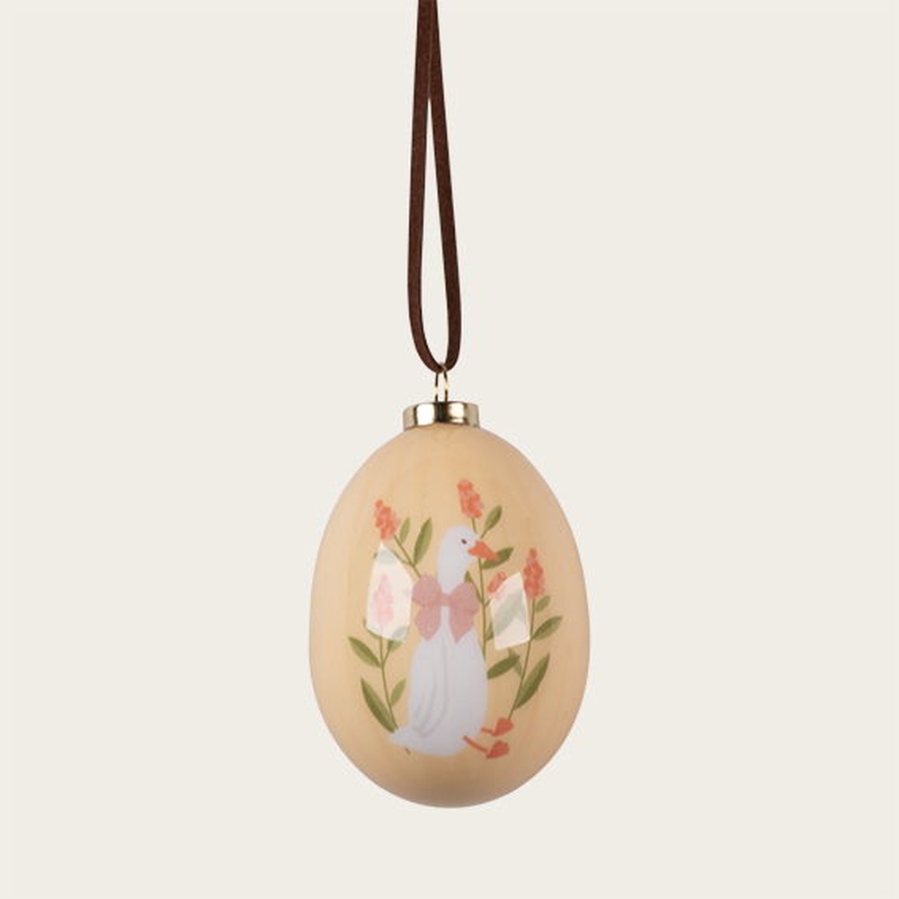 Påskeæg Med Kanin Gul - 1 stk (6,5 x Ø 4 cm) | Påske Påskepynt - Temashop