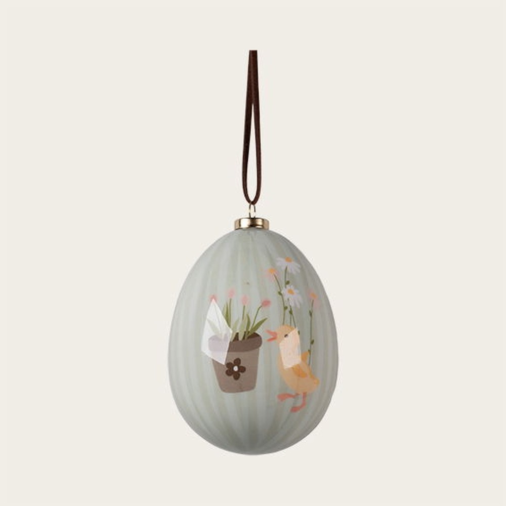 Påskeæg Ophæng Fugl Grøn - 1 stk (8 x Ø 6,5 cm) | Fugl Påskepynt - Temashop
