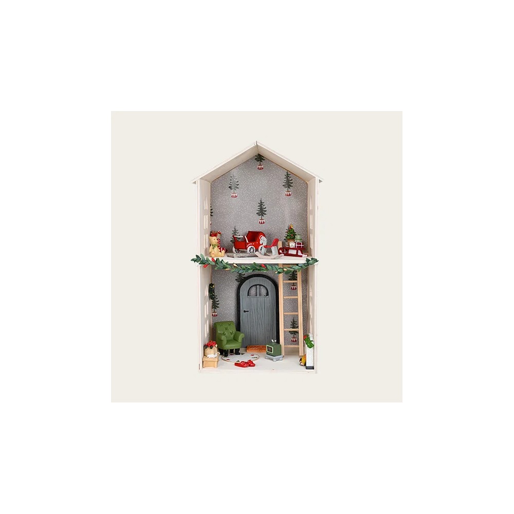 Nissedørshus I Træ - 1 stk (45 x 5 x 23 cm) | Gnom Julepynt - Temashop