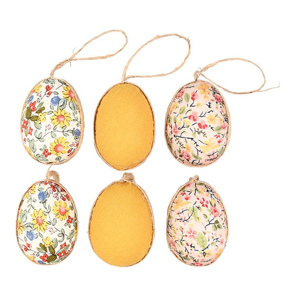 Påskeæg Blomster Gul - 6 stk (6 x Ø 4 cm) | Påske Påskepynt - Temashop