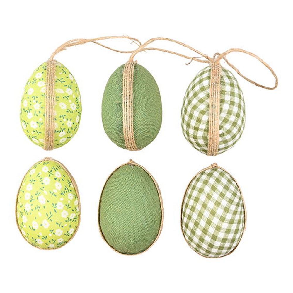 Påskeæg Ophæng Grøn - 6 stk (6 x Ø 4 cm) | Påske Påskepynt - Temashop