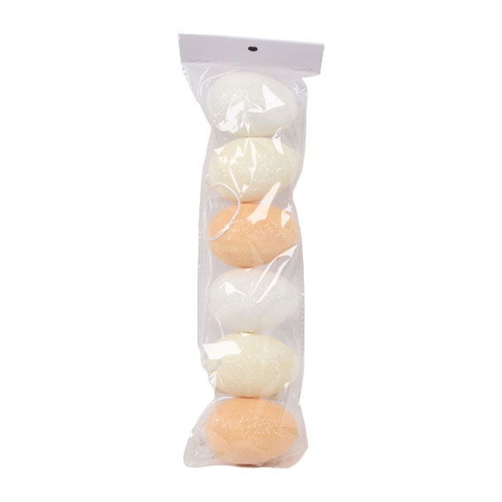 Påskeæg Beige/Hvid - 6 stk (6 x Ø 4 cm) | Påske Påskepynt - Temashop