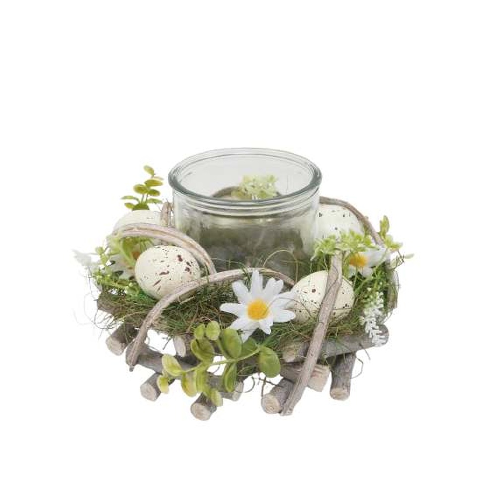 Påske Lysestage Grøn - 1 stk (20 x 20 x 11,5 cm) | Påske Lysestager - Temashop