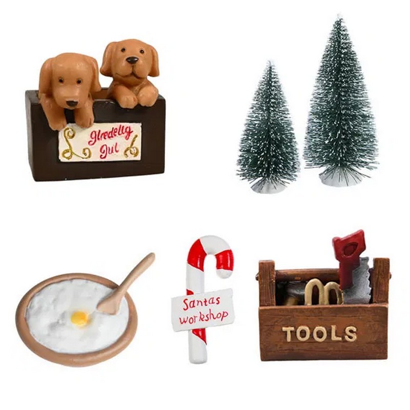 Nissedør Tilbehør Hvalpe 6 Dele - 5 dele (9 x 3,5 cm) | Julescene Julepynt - Temashop