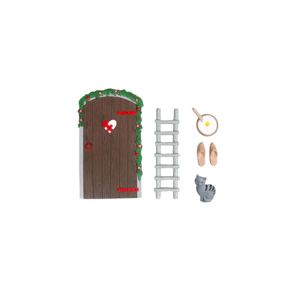 Nissedør Med Tilbehør - 1 sæt (15 x 8 x 1 cm) | Gnom Julepynt - Temashop