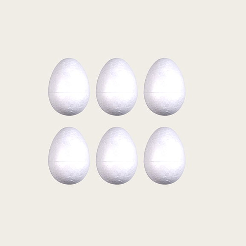 Påskeæg Skum Hvid - 6 stk (5,5 x Ø 3,7 cm) | Påske Påskepynt - Temashop