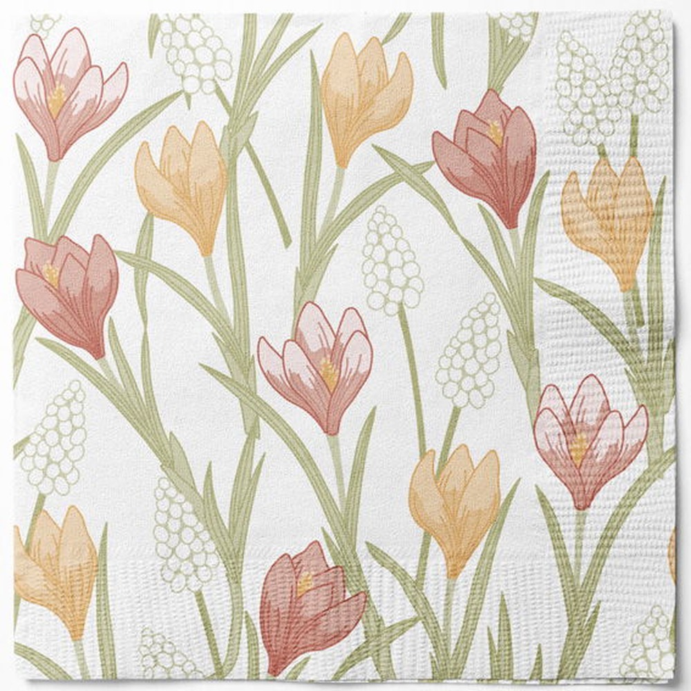 Hello Spring Servietter Gul - 20 stk (33 x 33 cm) | Blomst Servietter - Temashop
