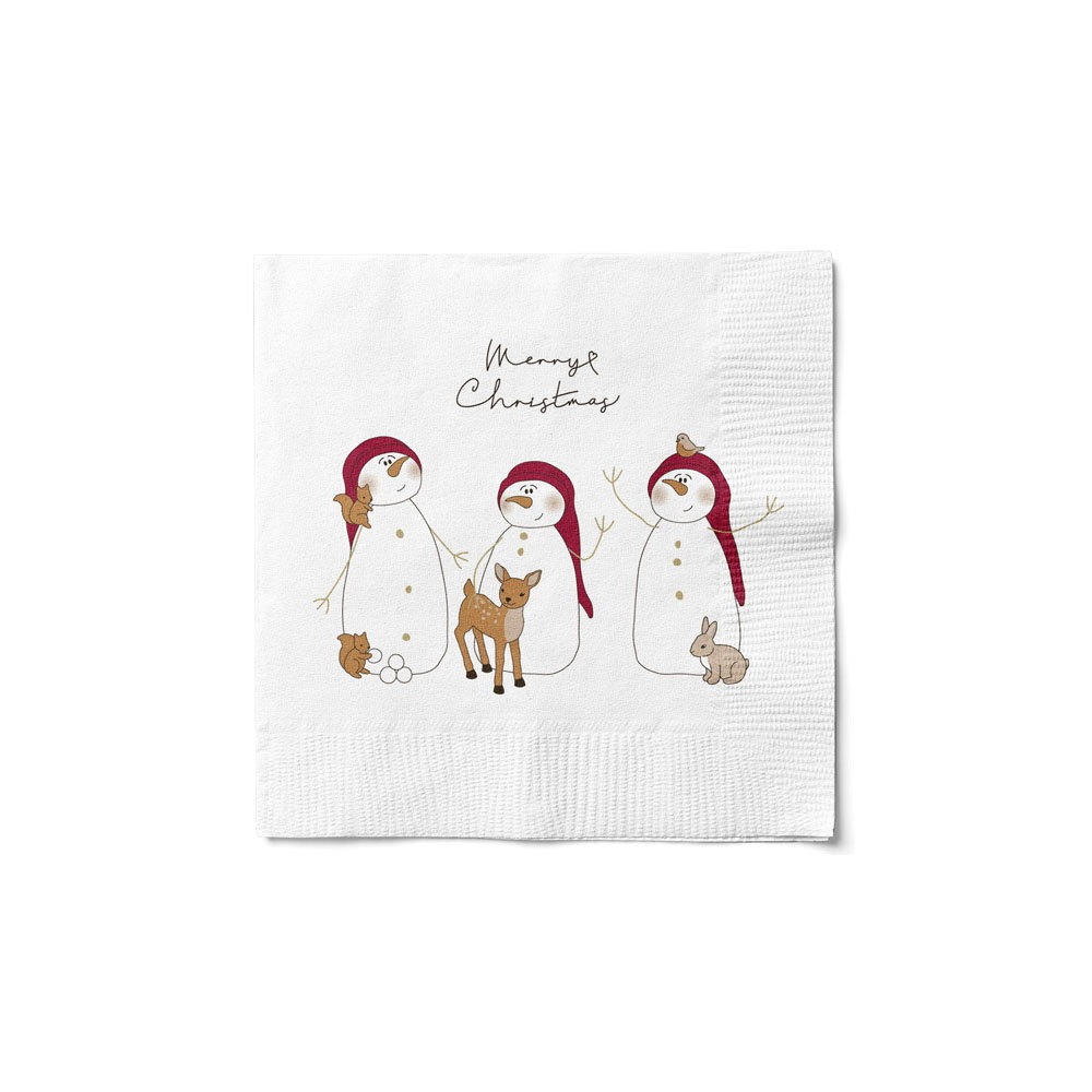 Merry Christmas Servietter - 20 stk (33 x 33 cm) | Snemand Servietter - Temashop